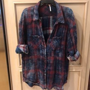 Free People Size XL Button Down Flannel